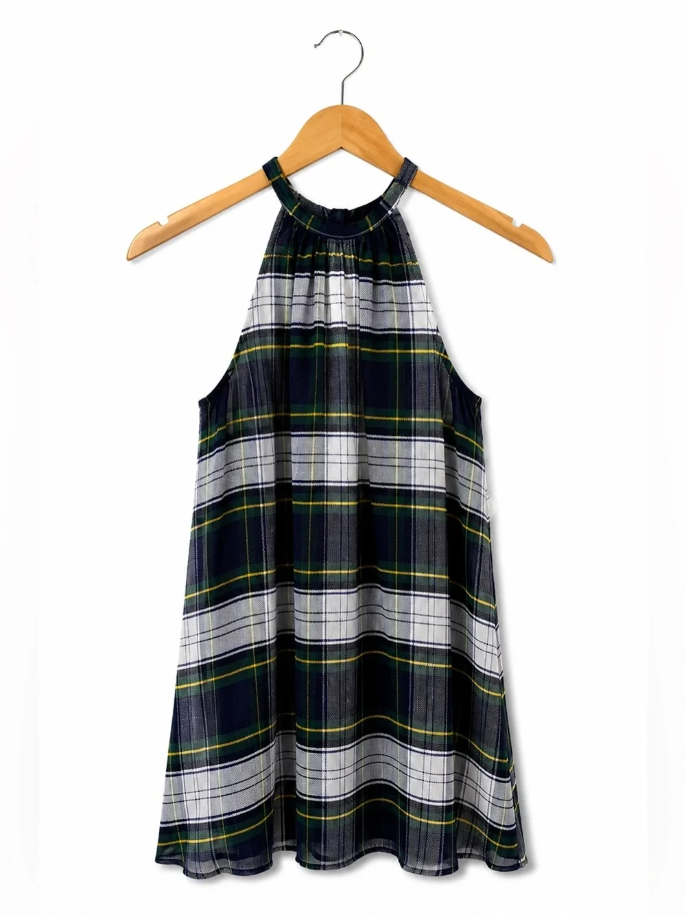 J.Crew Plaid Halter Top Women’s Size 4 Tall Navy Blue Sleeveless Halter Preppy